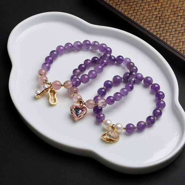 Natural Amethyst Strawberry Crystal Bracelet Ocean Heart Crystal Bracelet Women